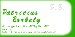 patricius borbely business card